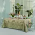 Table linen set 100% cotton stain repellent jacquard pattern green Jardin spirituel olive