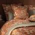 Drap plat satin de coton imprimé orange Fleurs d'oranger rouille