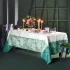 Nappe pur coton antitache motif jacquard vert Jardin de pivoines vert