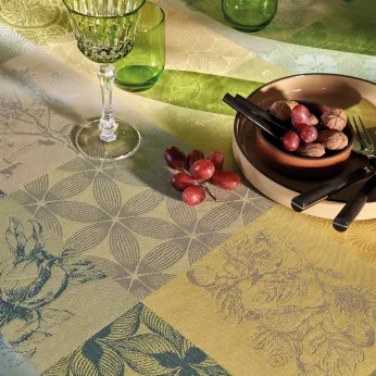 Tischdecke reine baumwolle beschichtet jacquard-muster gelb grün Mille parfums limoni