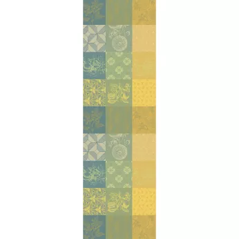 Table runner 100% cotton jacquard pattern yellow green Mille parfums limoni