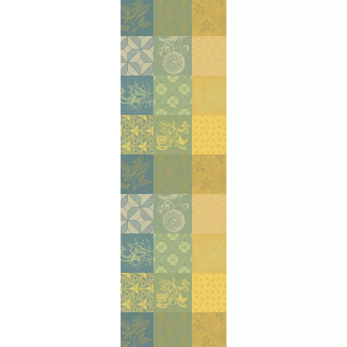 Table runner 100% cotton jacquard pattern yellow green Mille parfums limoni
