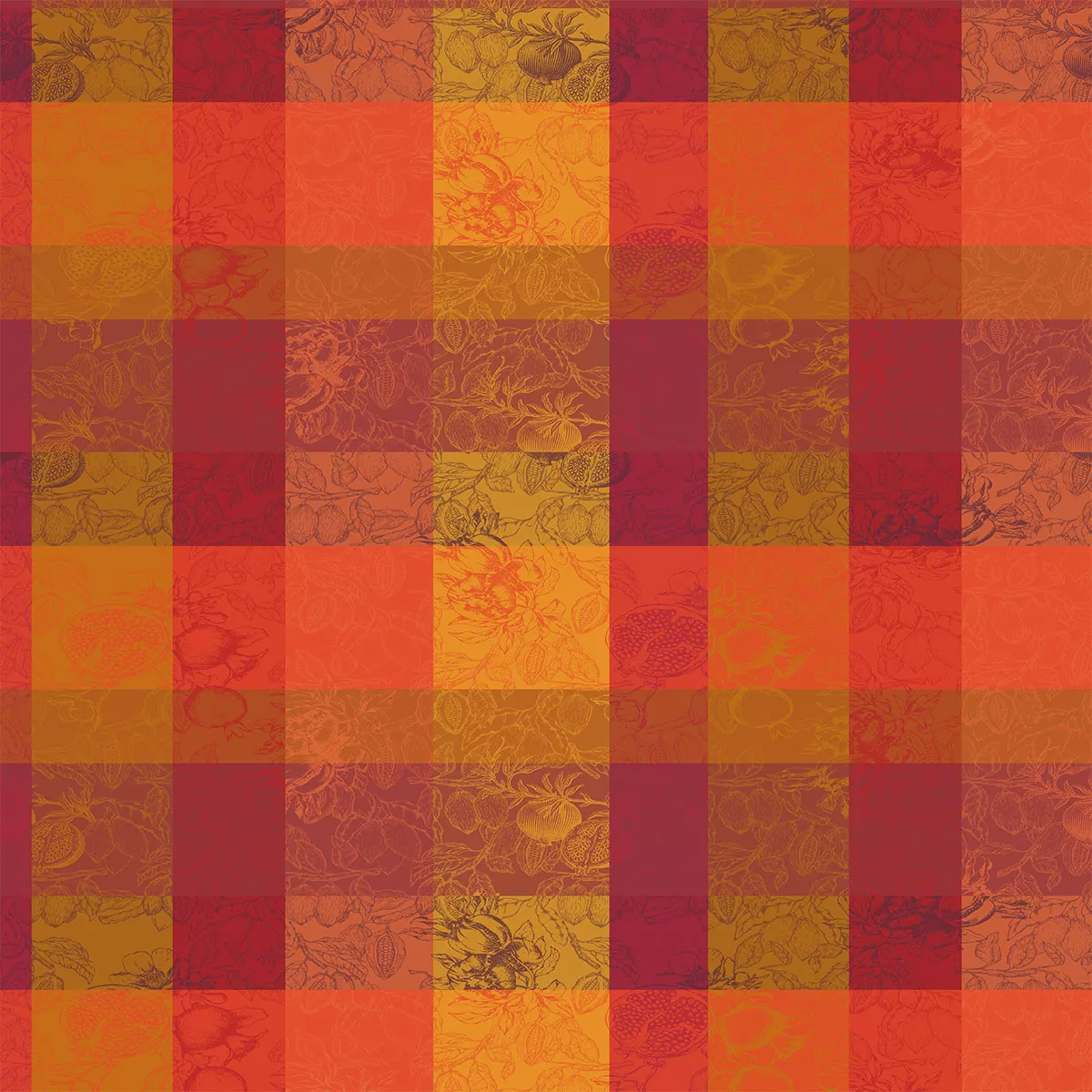 Custom made tablecloth 100% cotton jacquard pattern red orange Mille senteurs epices