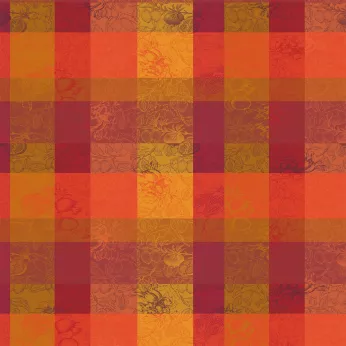 Custom made tablecloth 100% cotton coated jacquard pattern orange red Mille senteurs epices