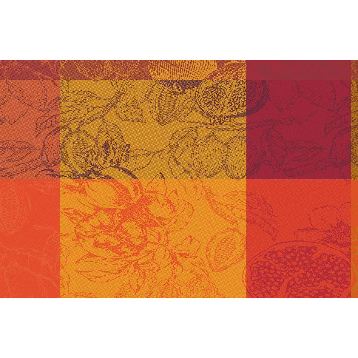 Set pur coton motif jacquard rouge orange Mille senteurs epices