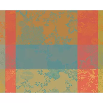 Set pur coton enduit motif jacquard bordeaux orange Mille sous bois automne
