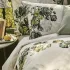 Taie d'oreiller percale de coton lavé imprimé vert ecru Giardino naturel
