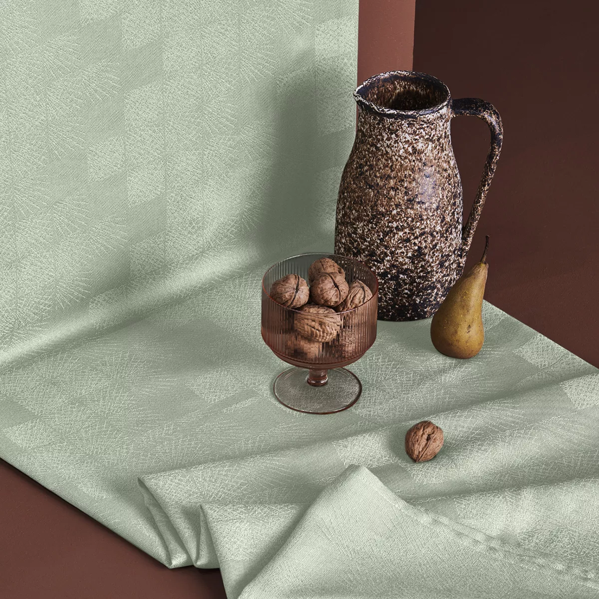 Tablecloth 100% cotton jacquard pattern green Epis verde