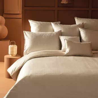 Duvet cover cotton sateen jacquard pattern beige Adagio lin