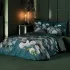 Housse de couette satin de coton imprimé bleu vert Maelys satin canard
