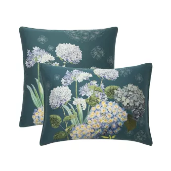 Kopfkissenbezug baumwollsatin bedruckt blau grün Maelys satin canard
