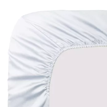 Spannbettlaken höhe 40cm baumwollsatin uni weiß Ava uni blanc