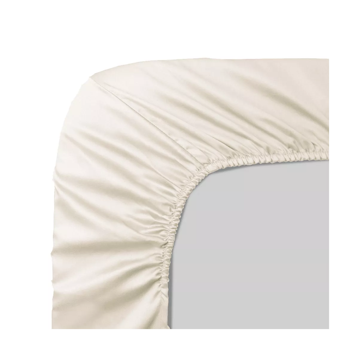 Drap housse b30 satin de coton uni ivoire Ava uni angora