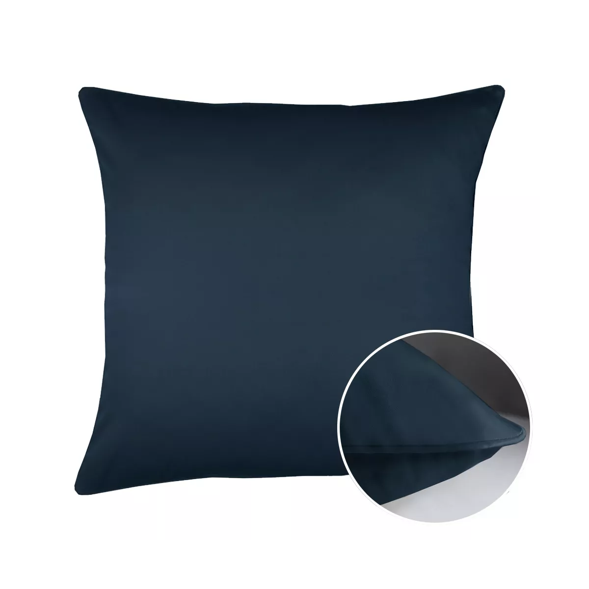 Taie d'oreiller satin de coton uni bleu Ava uni bleu nuit