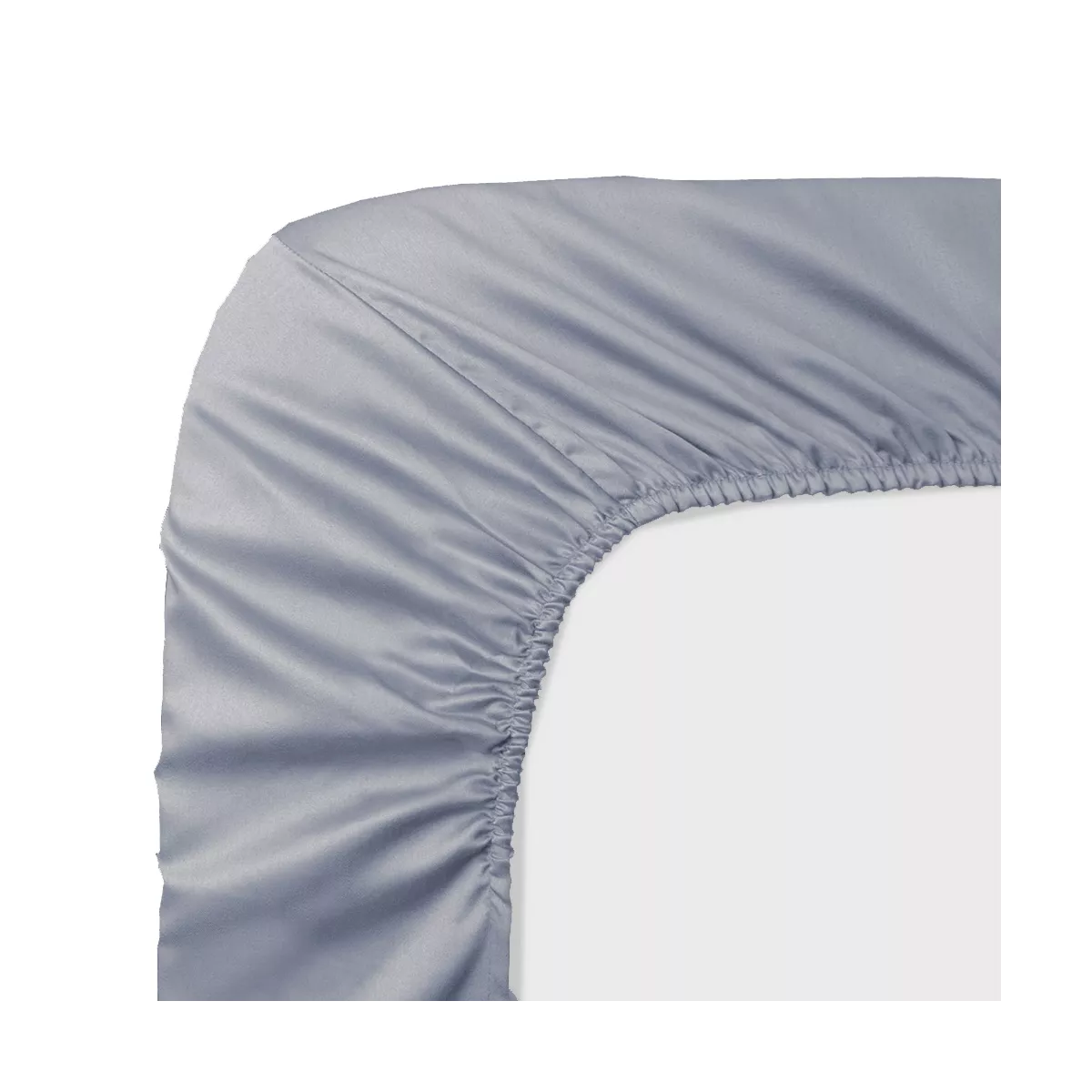 Drap housse b30 satin de coton uni gris Ava uni souris