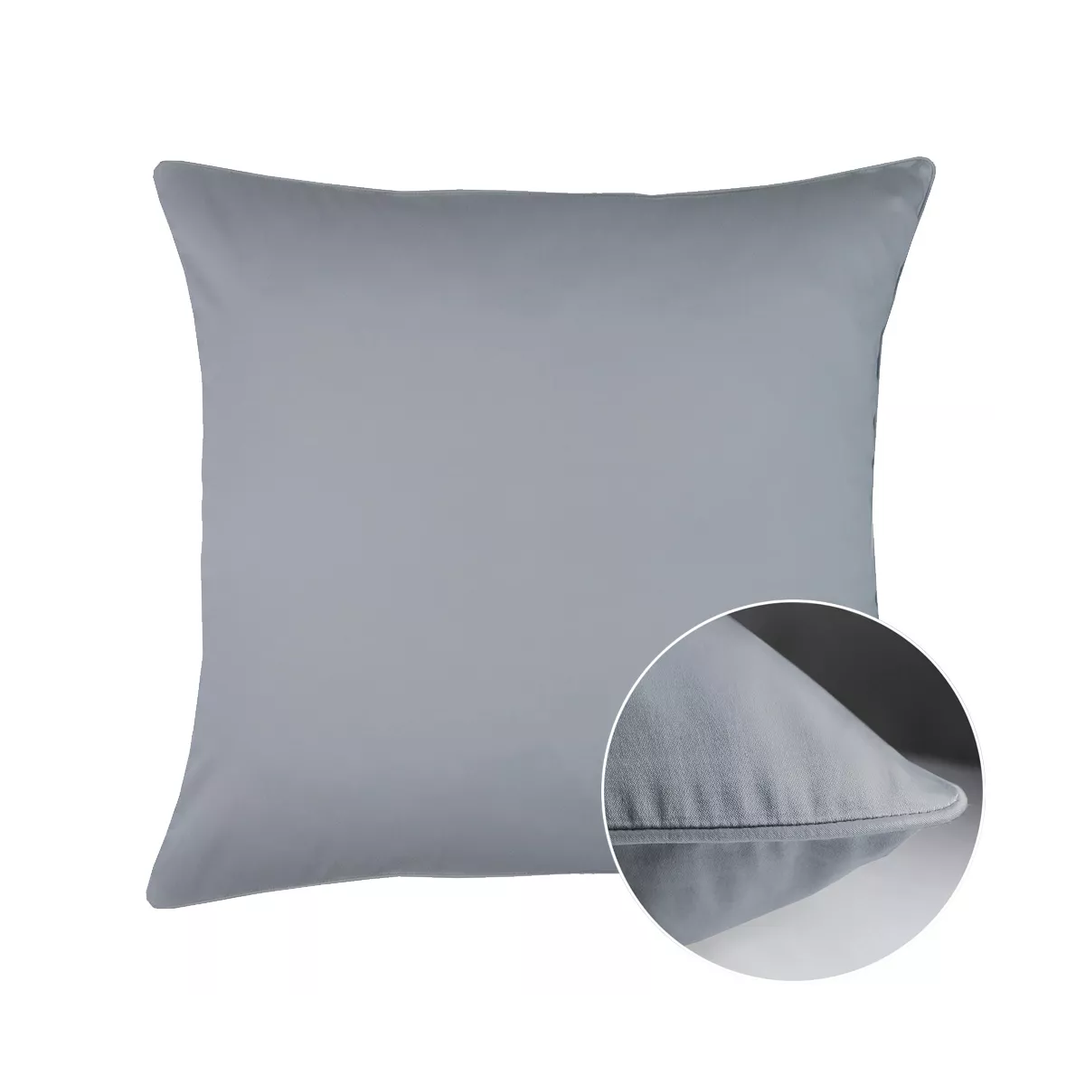 Taie d'oreiller satin de coton uni gris Ava uni souris