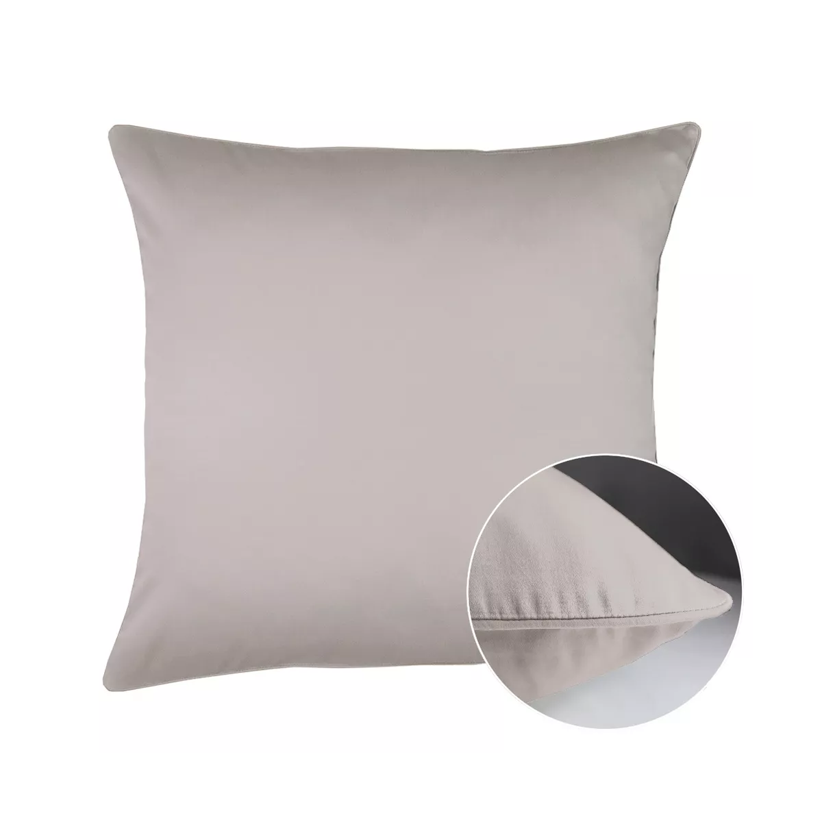 Taie d'oreiller satin de coton uni beige Ava uni taupe
