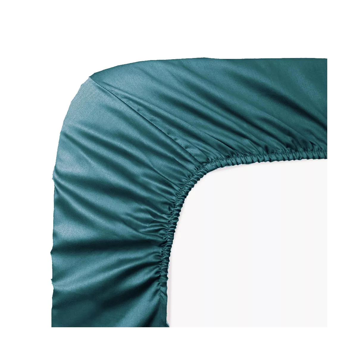 Drap housse b30 satin de coton uni vert Ava uni canard
