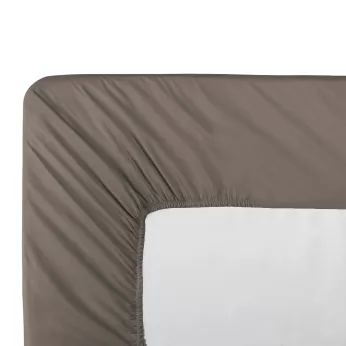 Split topper fitted sheet cotton percale plain brown Olana pin