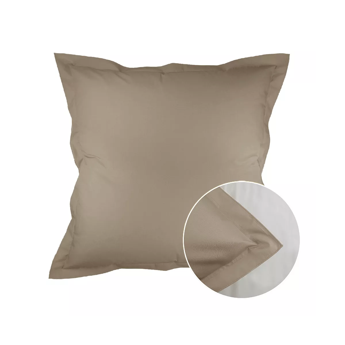 Taie d'oreiller percale de coton uni brun Olana pin