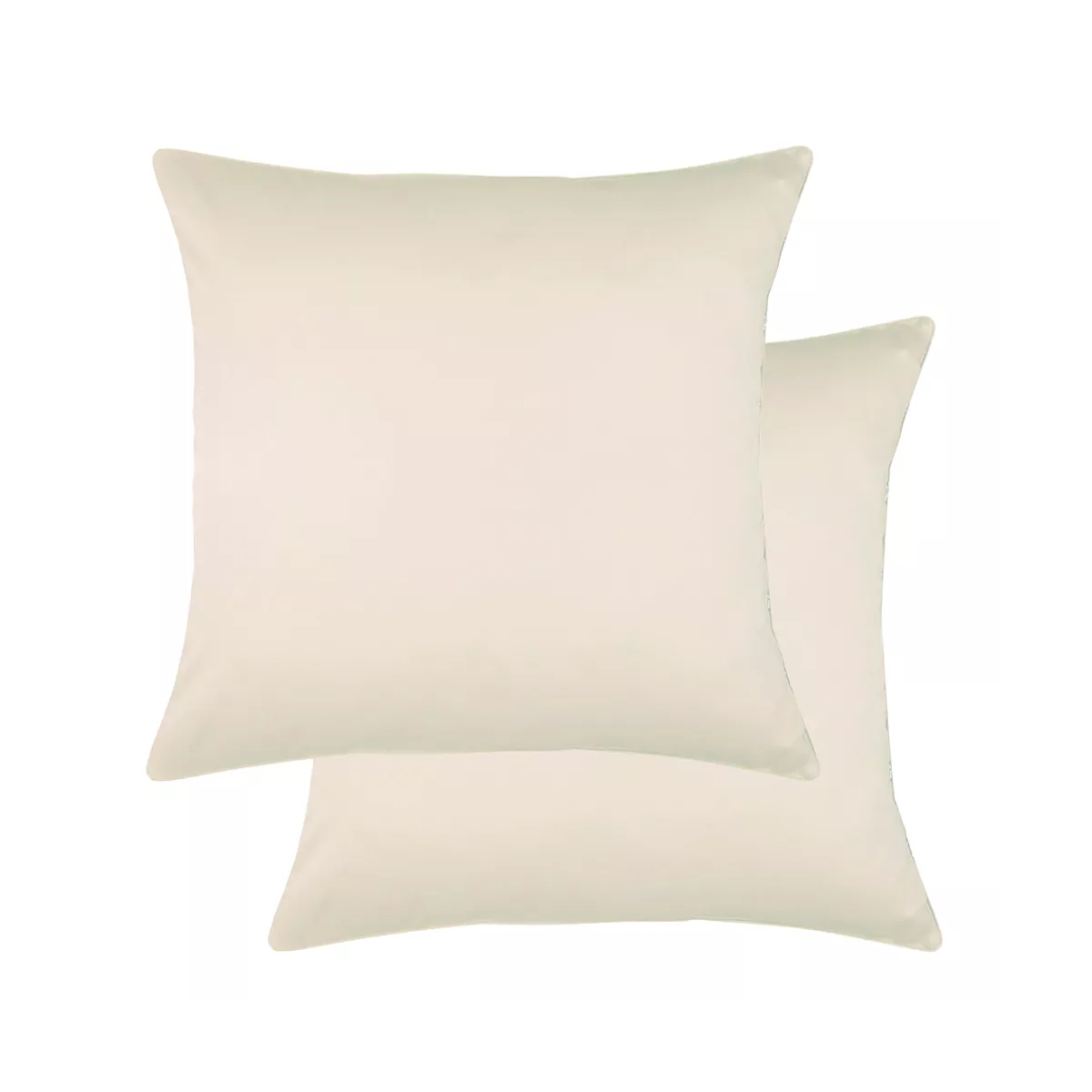 Lot de 2 taies satin de coton uni ivoire Ava uni angora