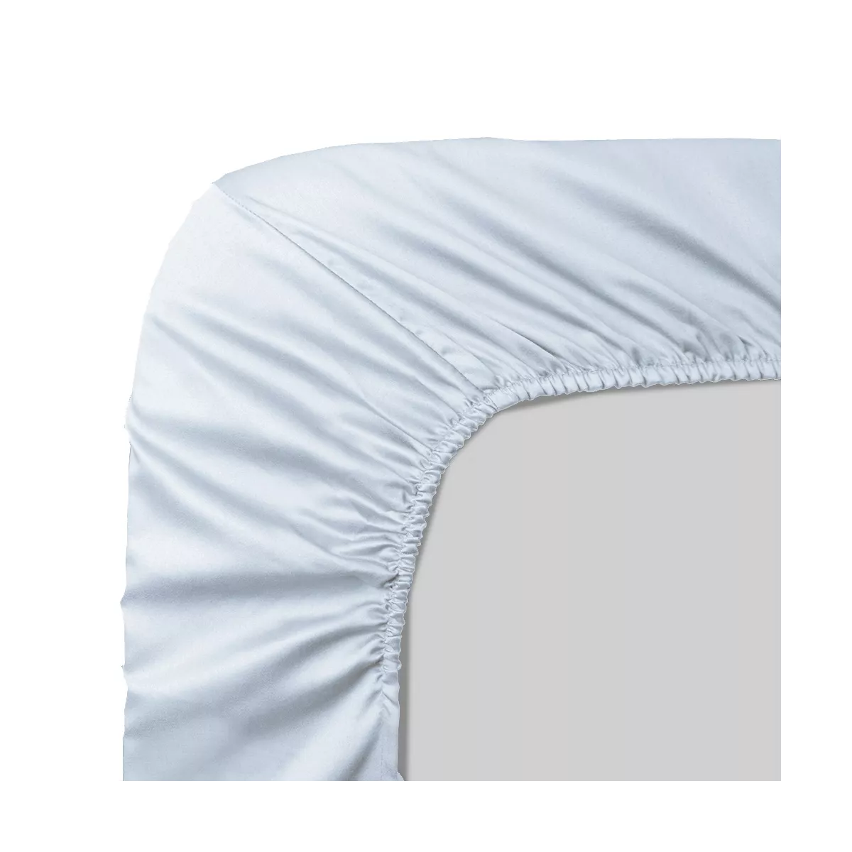 Drap housse b50 satin de coton uni gris Ava uni glacier