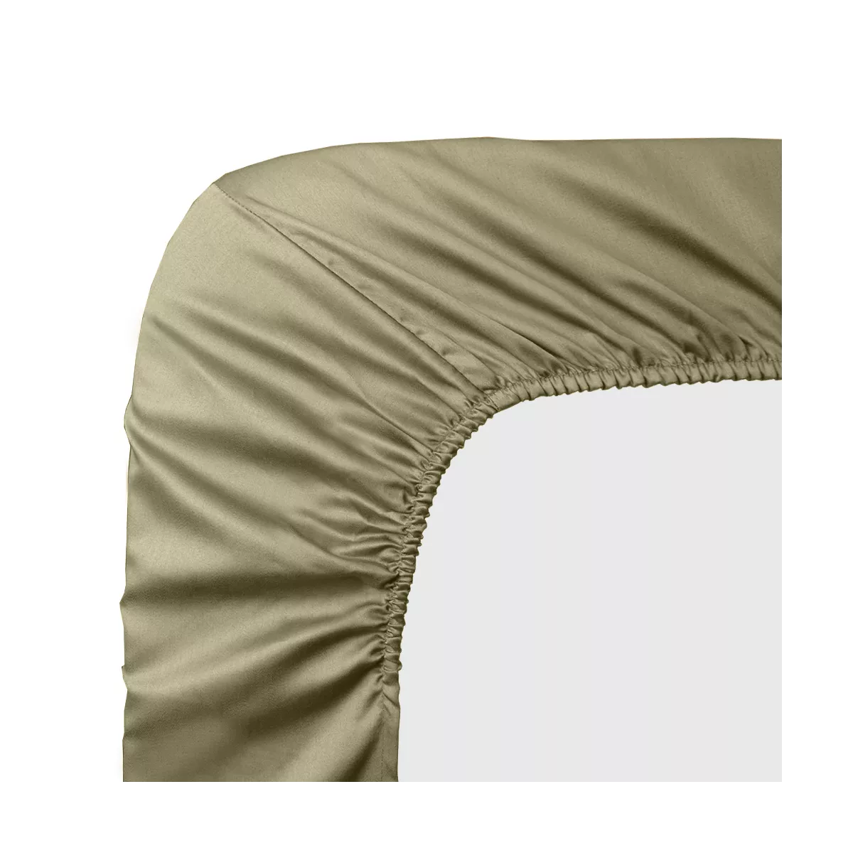 Drap housse b40 satin de coton uni brun marron Ava uni mordore