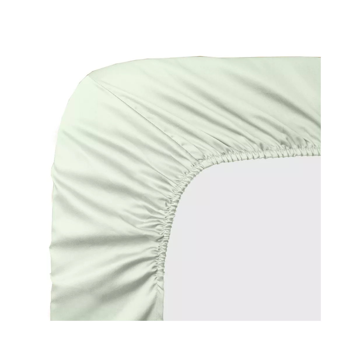 Drap housse b40 satin de coton uni vert Ava uni vert d'eau