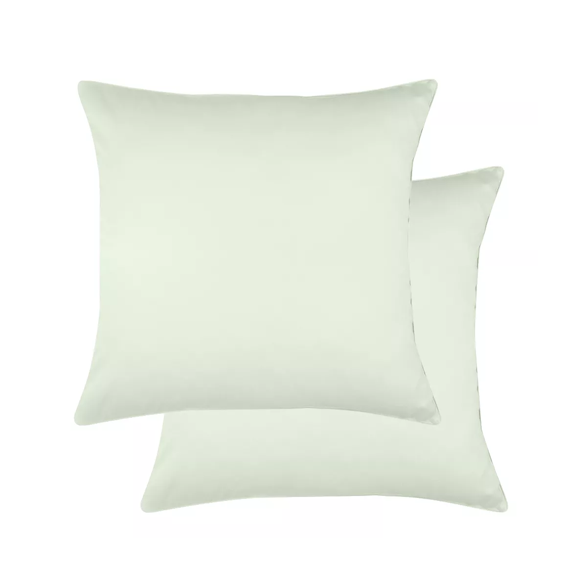 Lot de 2 taies satin de coton uni vert Ava uni vert d'eau