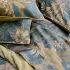 Drap plat satin de coton imprimé bleu marron Rainforest bleu dore
