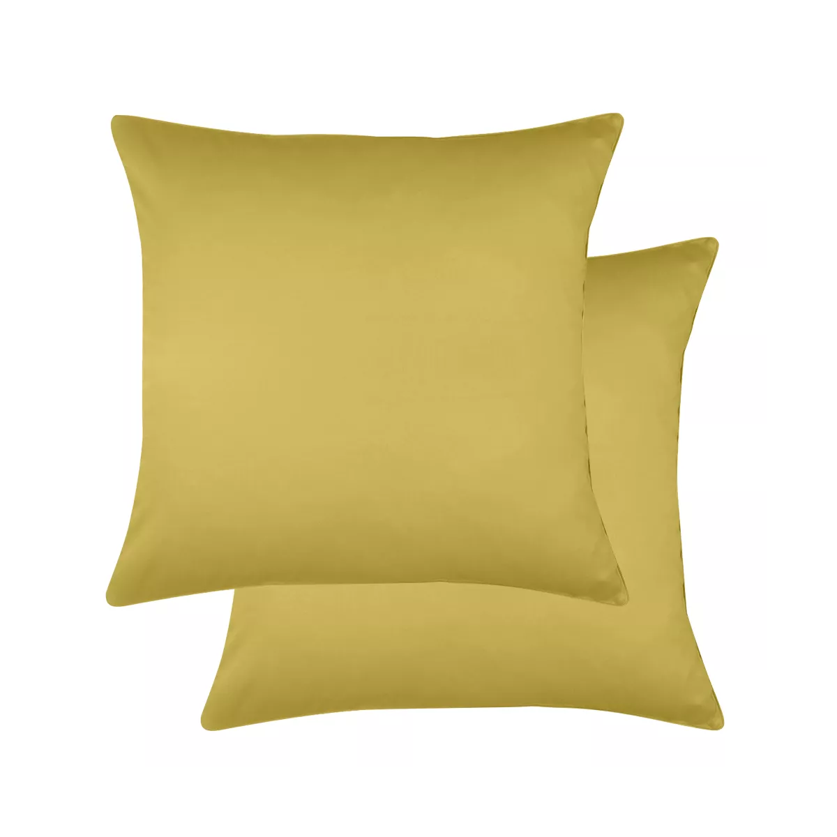 Lot de 2 taies satin de coton uni or Ava uni curry
