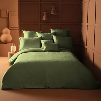 Duvet cover cotton sateen jacquard pattern green Adagio kaki