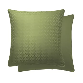Kopfkissenbezug baumwollsatin jacquard-muster grün Adagio kaki