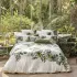 Parure de lit percale de coton lavé imprimé ecru vert Giardino naturel