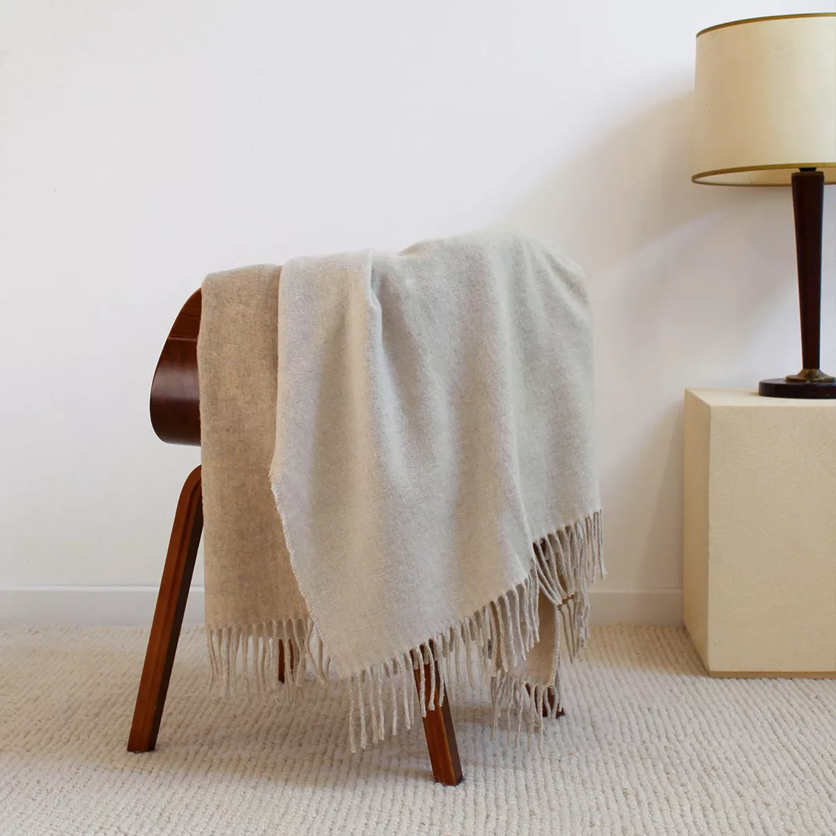 Plaid wool and other fibers plain beige nude Duetto naturel