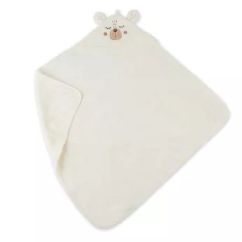 Kapuzentuch kinder reine baumwolle 420 g/m² bestickt beige Petit ours angora