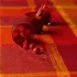 Linge de table pur coton enduit motif jacquard orange rouge Mille wax ketchup