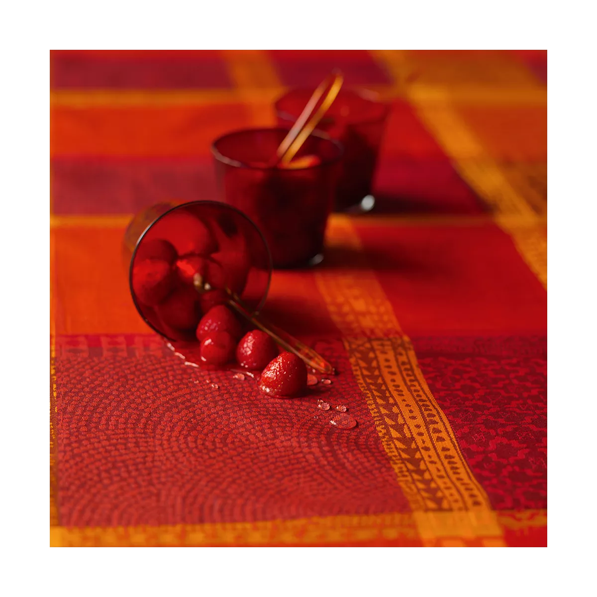Tischwäsche set reine baumwolle beschichtet jacquard-muster orange rot Mille wax ketchup
