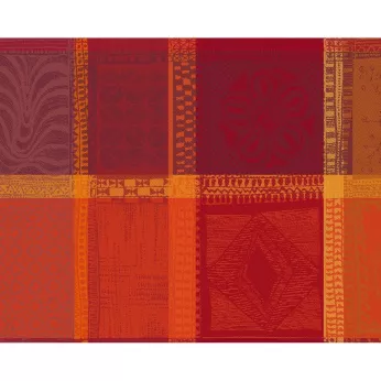 Set pur coton motif jacquard rouge orange Mille wax ketchup