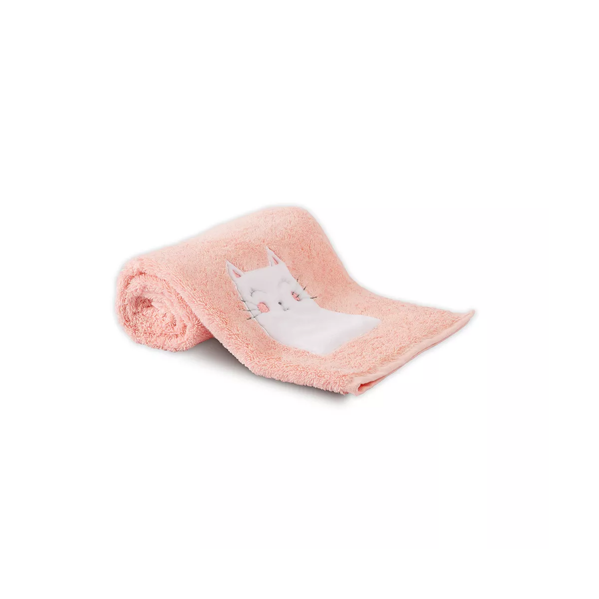 Modèle enfant pur coton brodé rose Petit chat rose