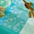 Linge de table pur coton enduit motif jacquard bleu vert Mille feuillages turquoise