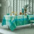 Table linen set 100% cotton jacquard pattern blue green Mille feuillages turquoise
