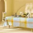 Table linen set 100% cotton jacquard pattern yellow green Mille lieues aube