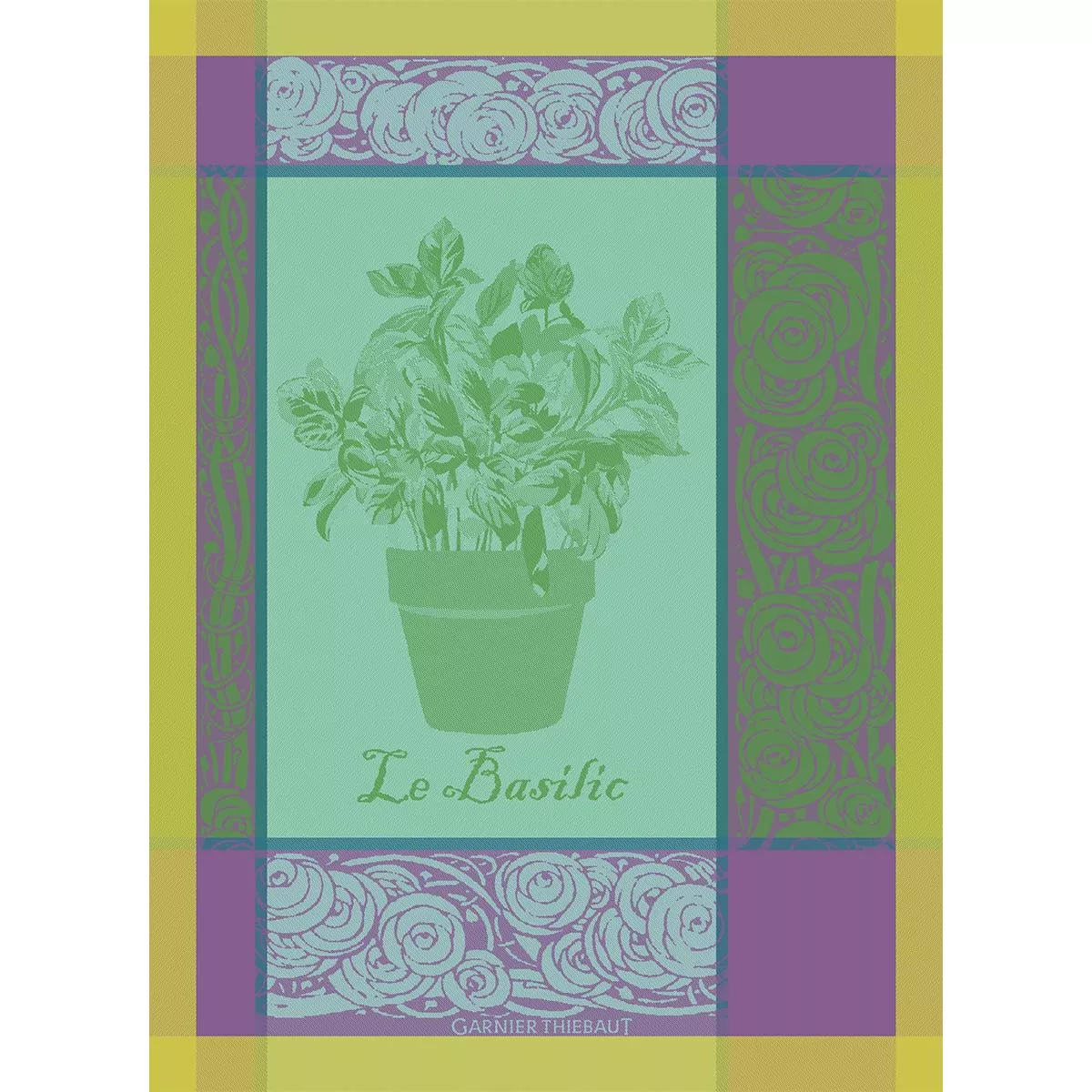 Geschirrtücher reine baumwolle jacquard-muster grün violett Basilic purple