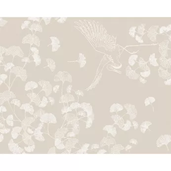 Table set 100% cotton coated jacquard pattern beige Mille ginkos naturel