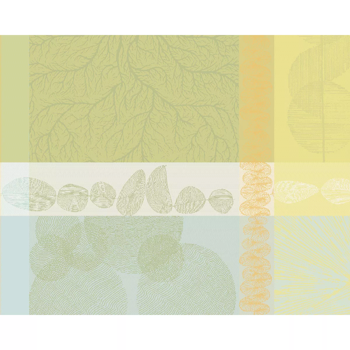 Set pur coton motif jacquard vert jaune Mille lieues aube