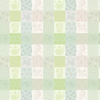 Nappe sur mesure pur coton enduit motif jacquard beige vert Mille parfums verde