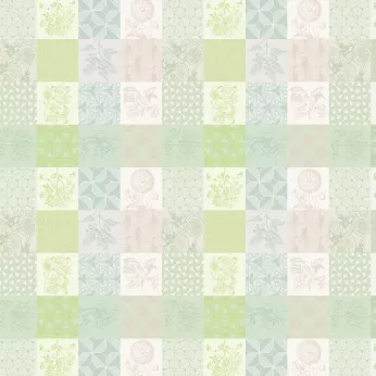 Nappe sur mesure pur coton motif jacquard beige vert Mille parfums verde