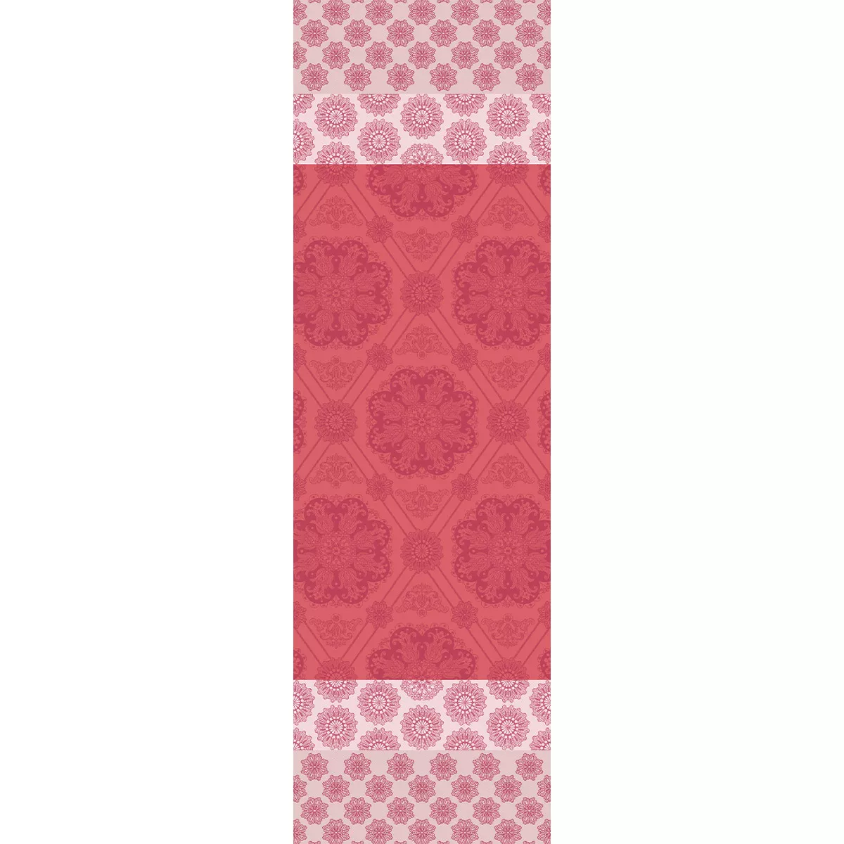 Tischläufer reine baumwolle jacquard-muster rosa Mille rosaces framboise