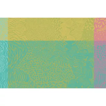 Tischset reine baumwolle jacquard-muster blau gelb orange Mille vagues exotique